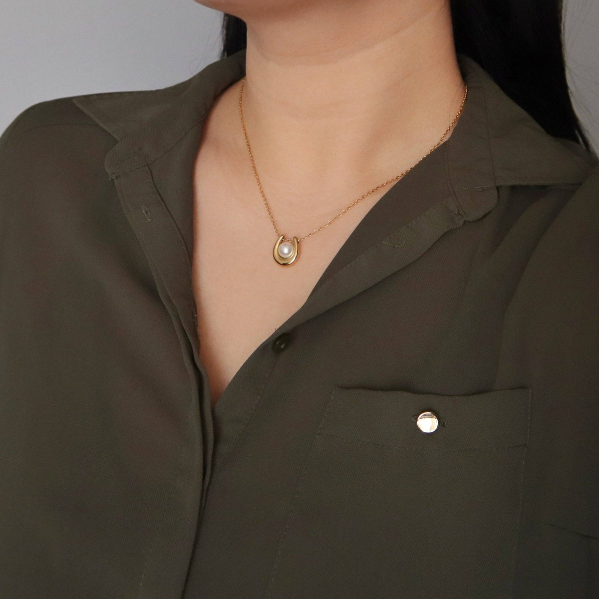 Pearl Pendant Necklace, gold plated