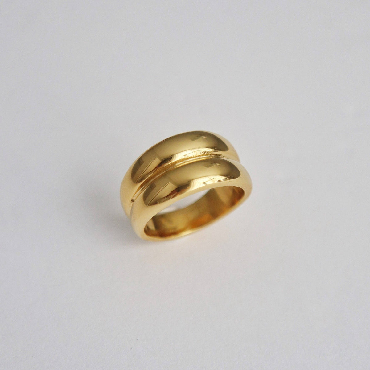 Chunky Double Band Ring, 18k gold plated
