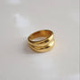 Chunky Double Band Ring, 18k gold plated
