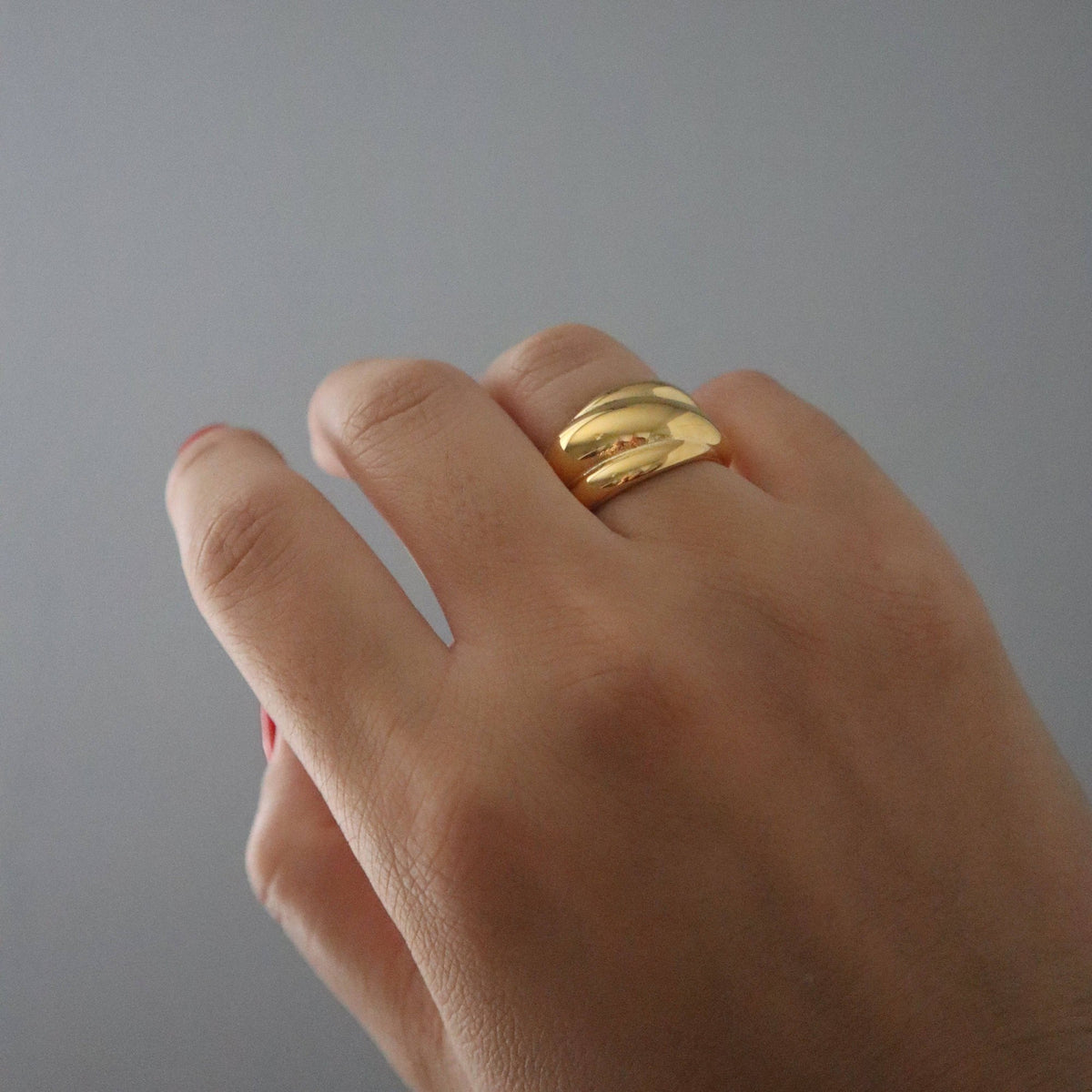 Chunky Statement Ring, 18k gold plated