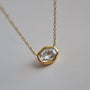 Dainty Hexagon CZ Pendant Necklace, 18k gold plated