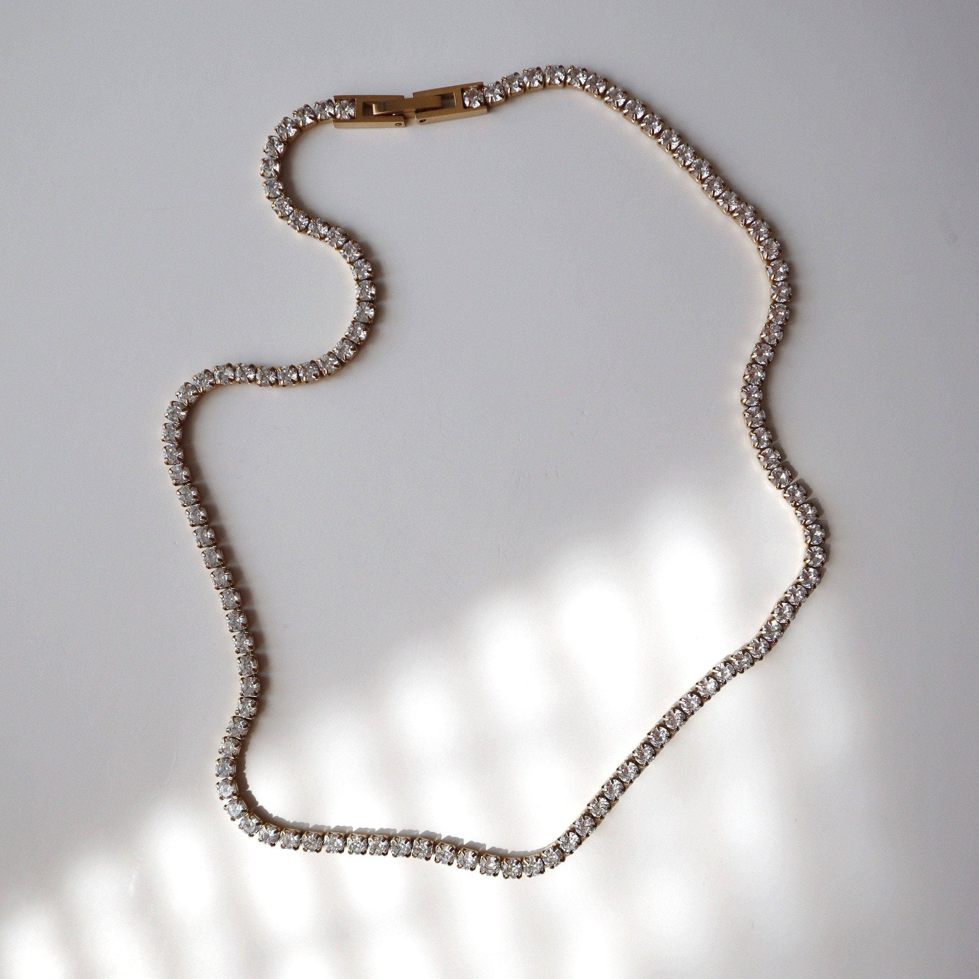 CZ Tennis Necklace, gold plated