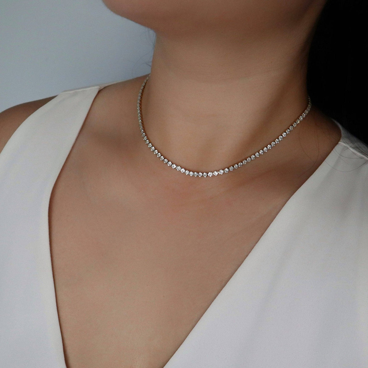 CZ Tennis Necklace, gold plated