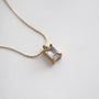 Dainty Emerald Cut CZ Pendant Necklace, gold plated