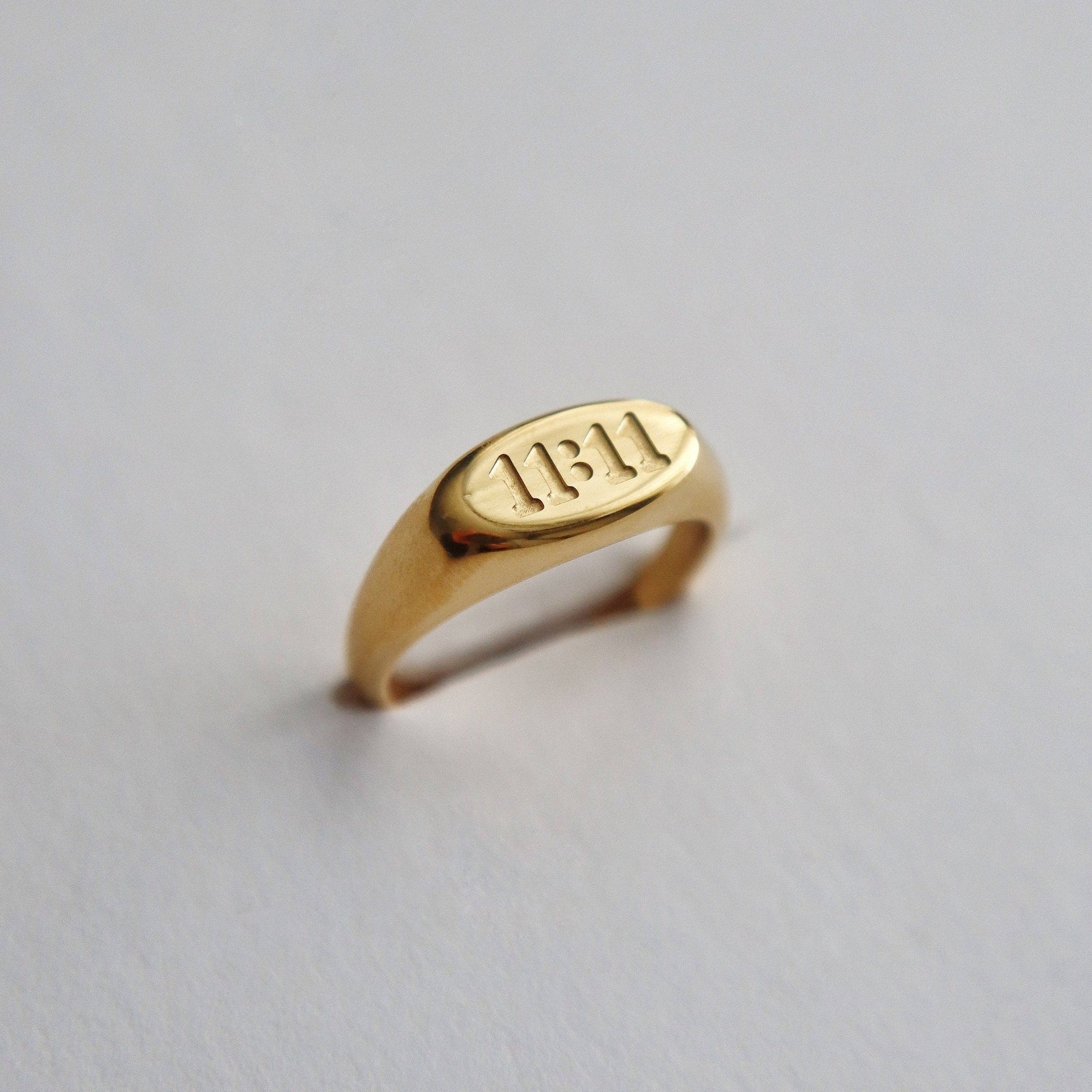 11:11 Signet Ring, 18k gold plated