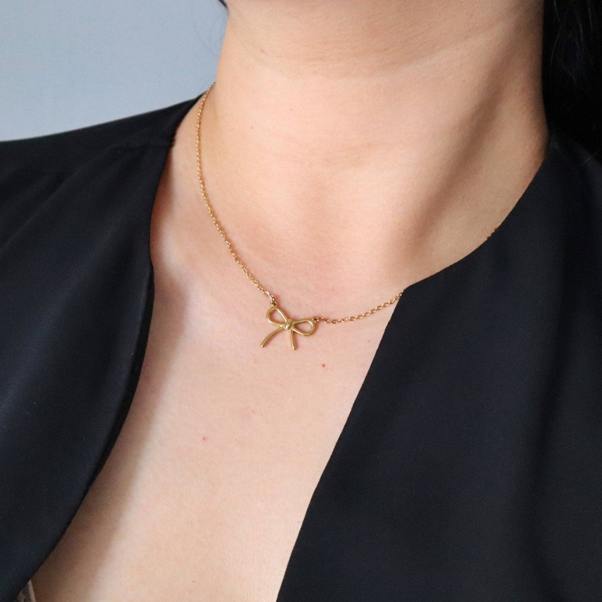 Bow Necklace, gold plated