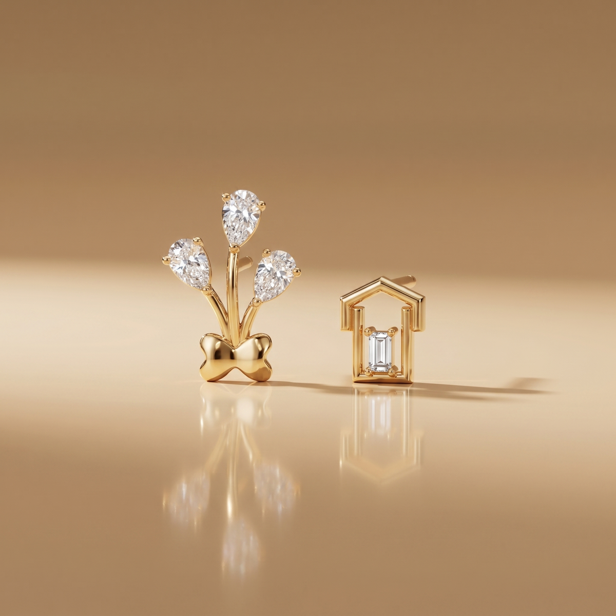 Blossom Grace Mismatched Diamond Earrings