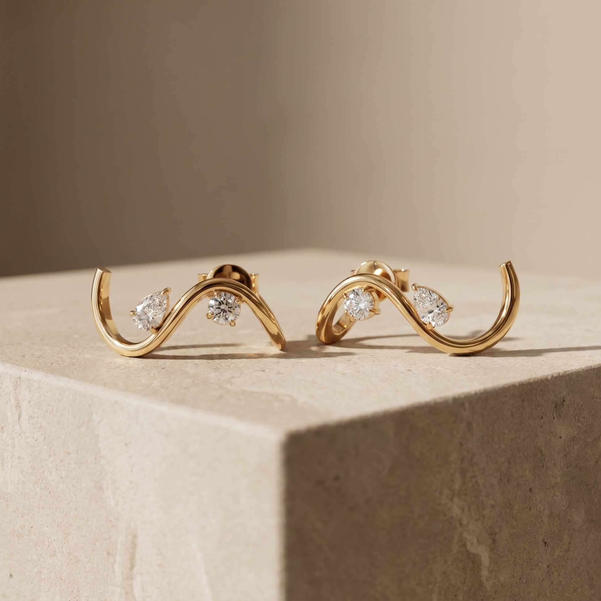 Serena Wave Diamond Hoop Earrings