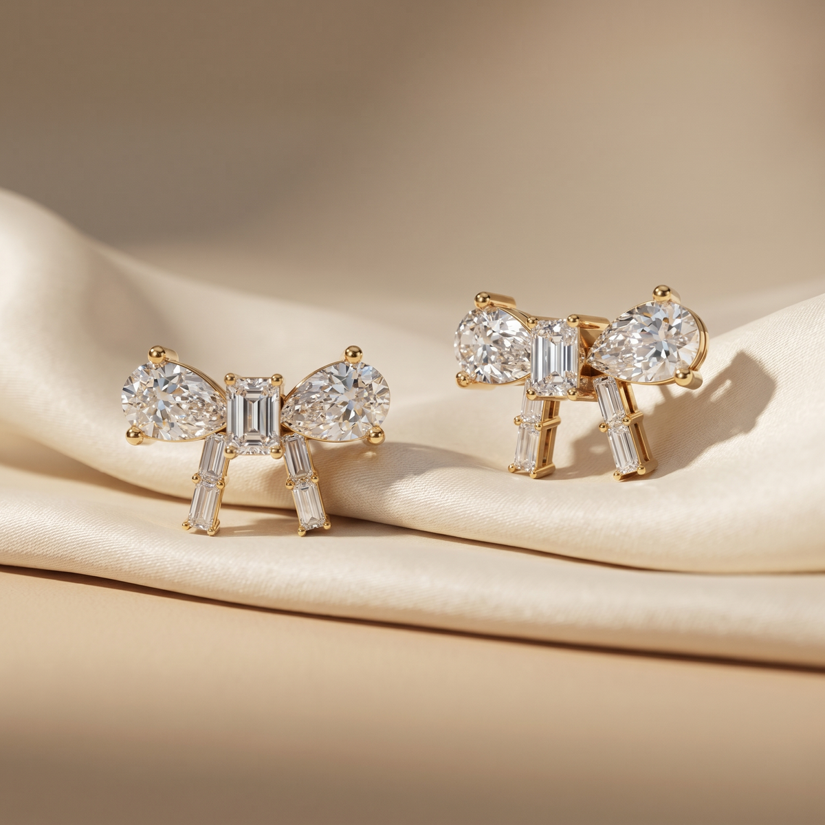 Diamond Bow Stud Earrings