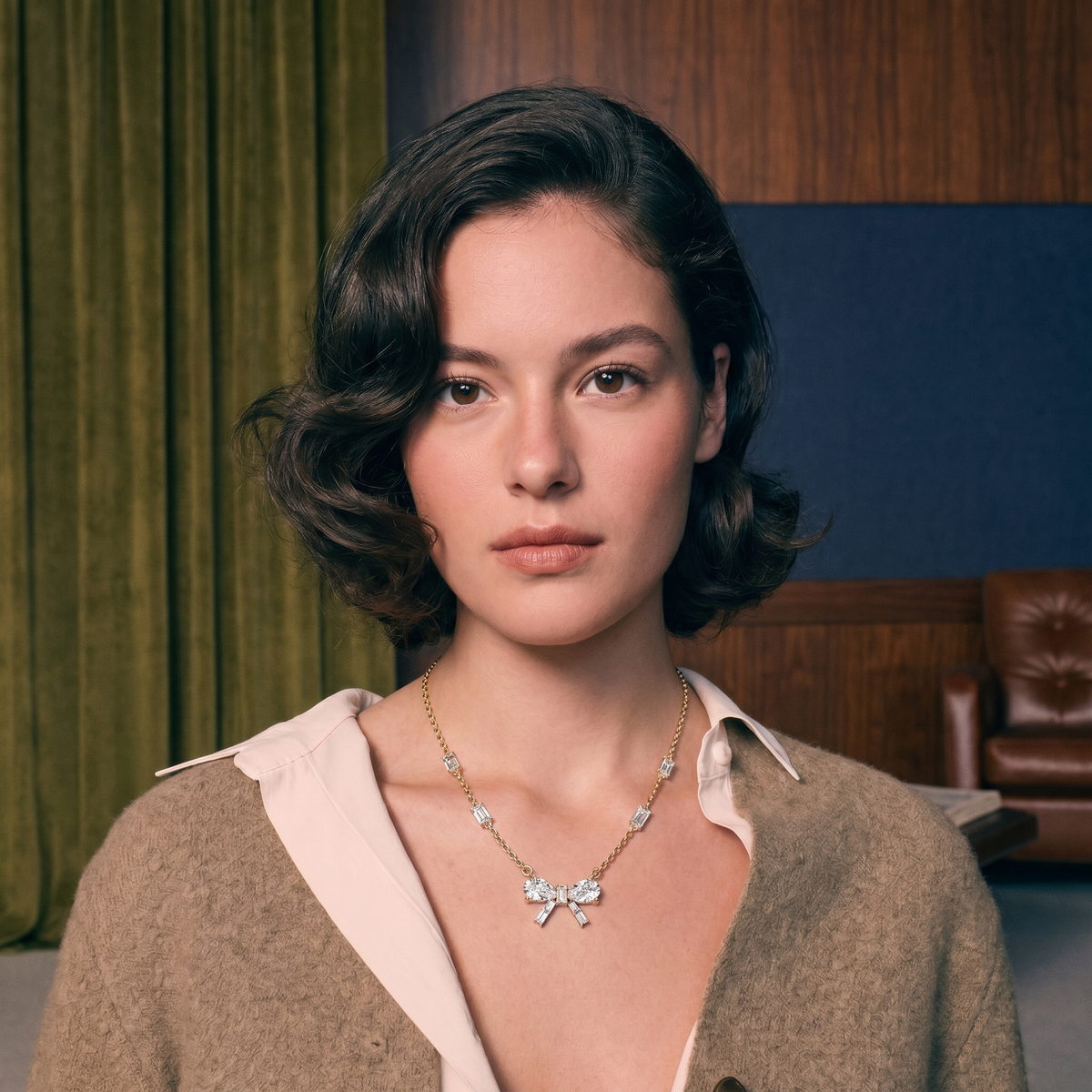 Ribbon & Baguette Diamond Statement Necklace