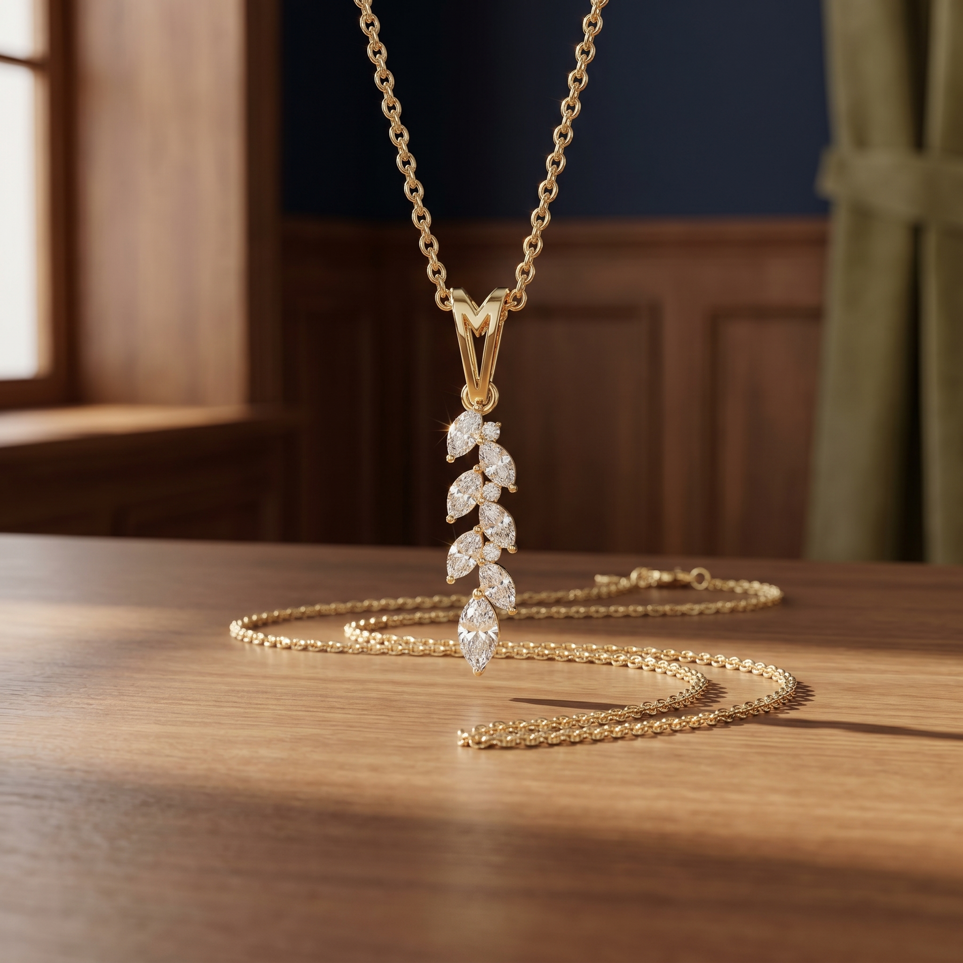 Marquise Diamond Cluster Pendant