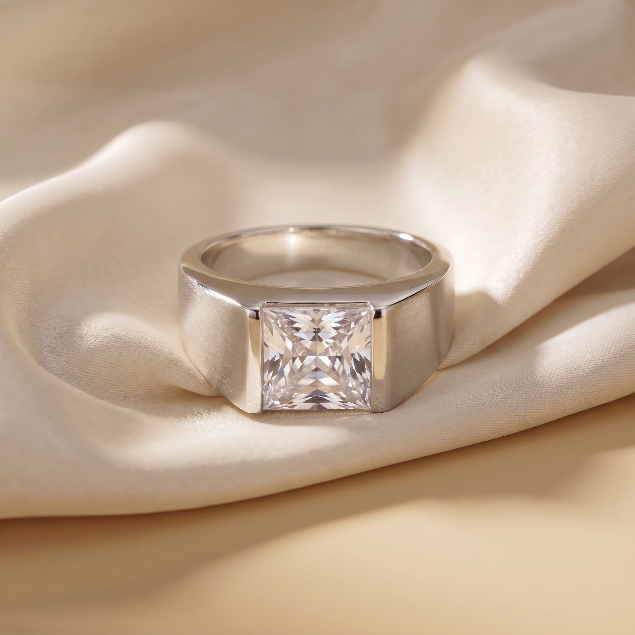 Princess Cut CZ Solitaire Ring, 925 sterling silver