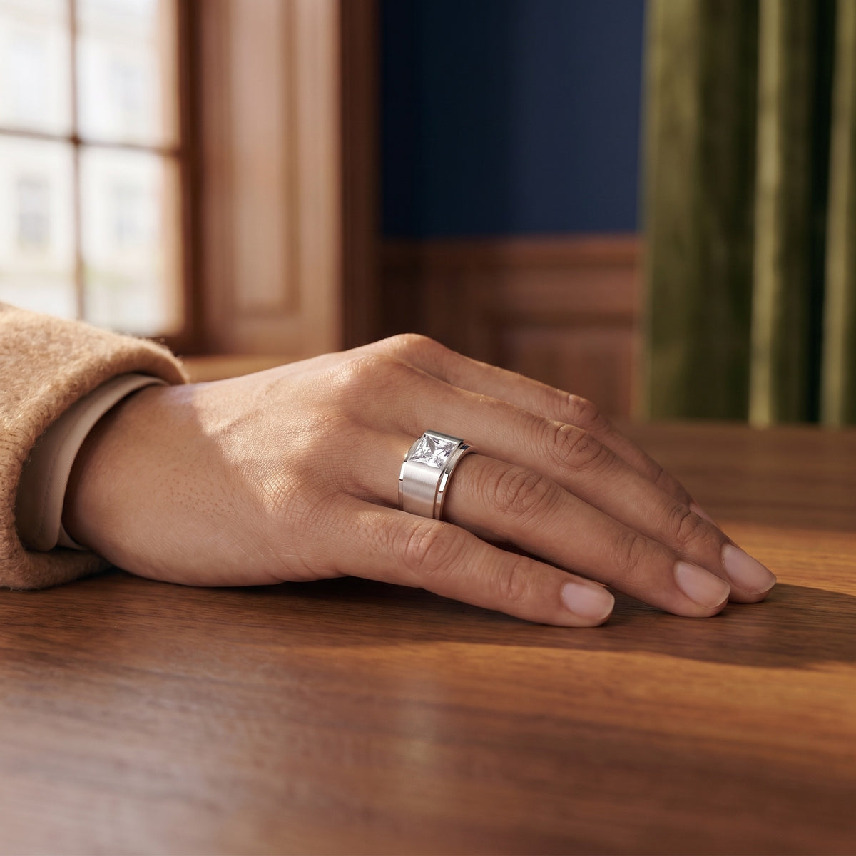 Princess Cut CZ Solitaire Ring, 925 sterling silver