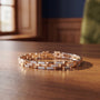 Two Tone CZ Link Bracelet, 925 sterling silver