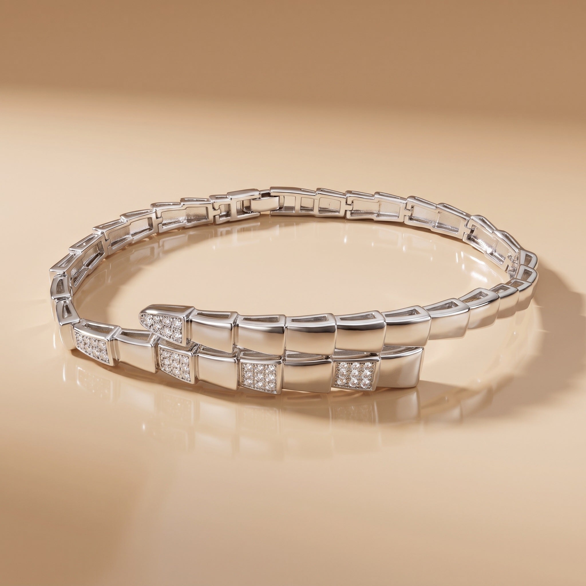 Serpent Wrap CZ Bracelet, 925 sterling silver