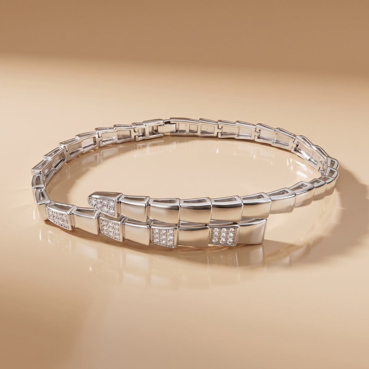 Serpent Wrap CZ Bracelet, 925 sterling silver