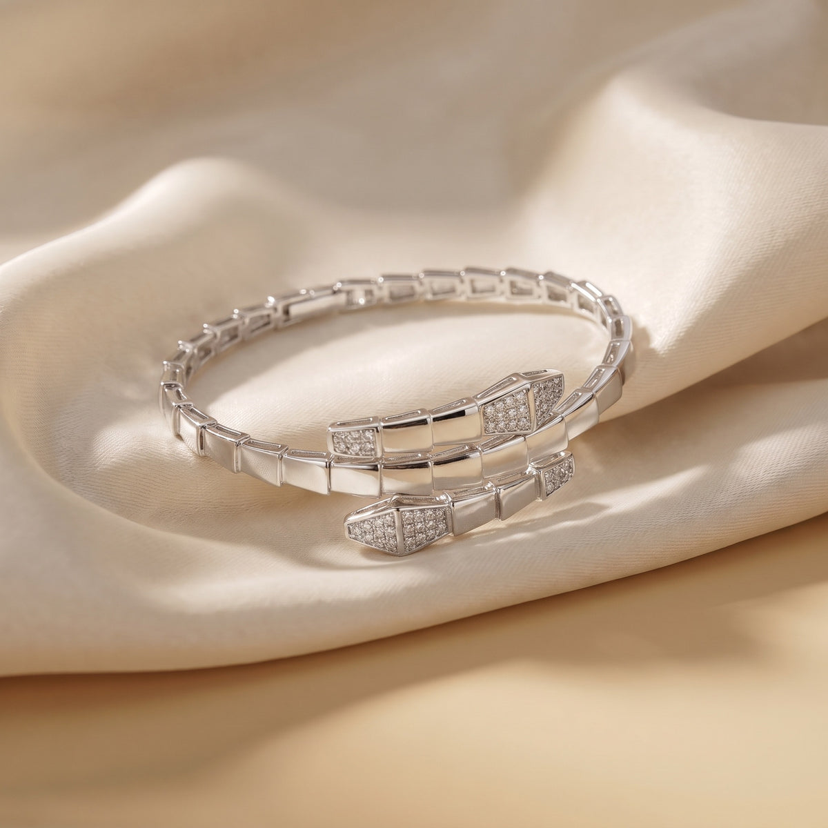Serpent Wrap CZ Bracelet, 925 sterling silver