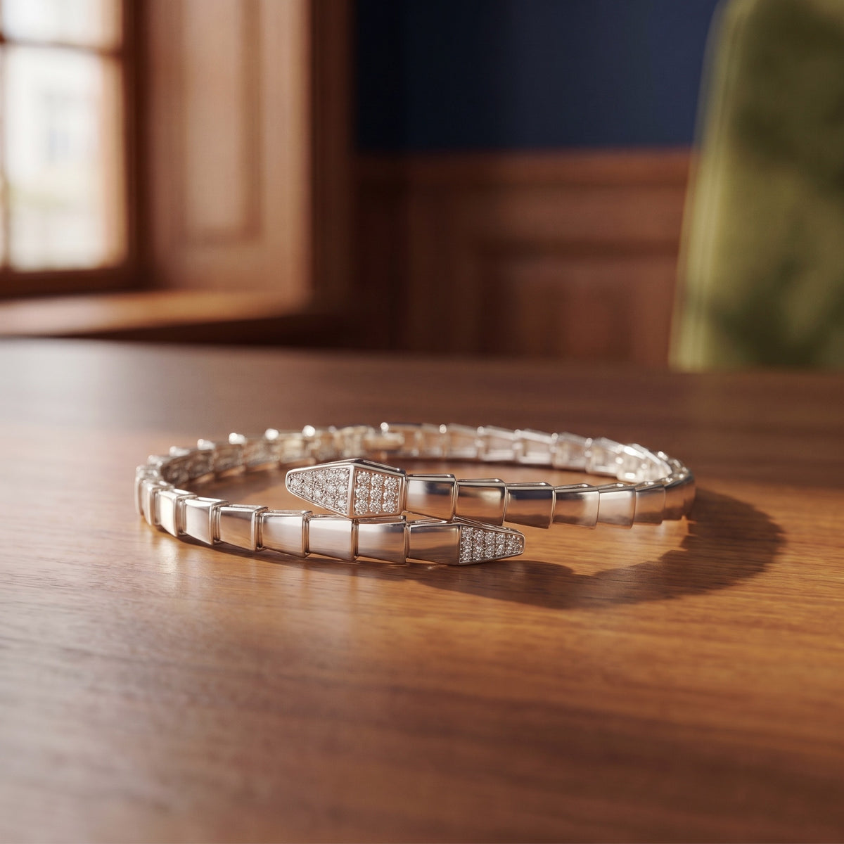 Serpent Wrap CZ Bracelet, 925 sterling silver