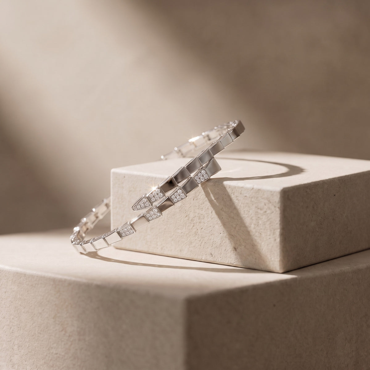 Serpent Wrap CZ Bracelet, 925 sterling silver