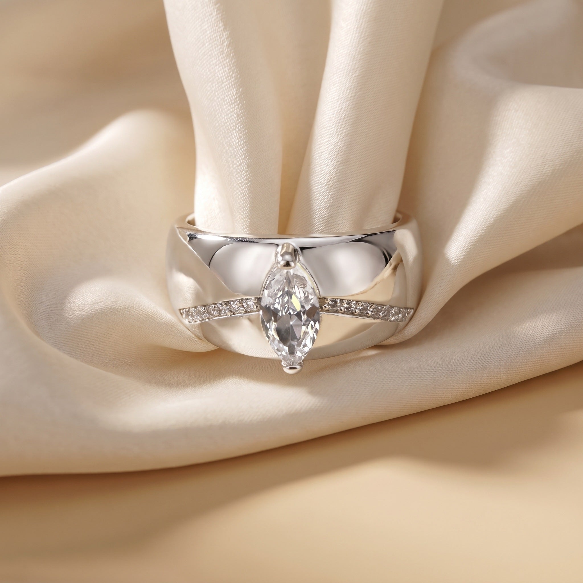 Marquise CZ Dome Ring, 925 sterling silver