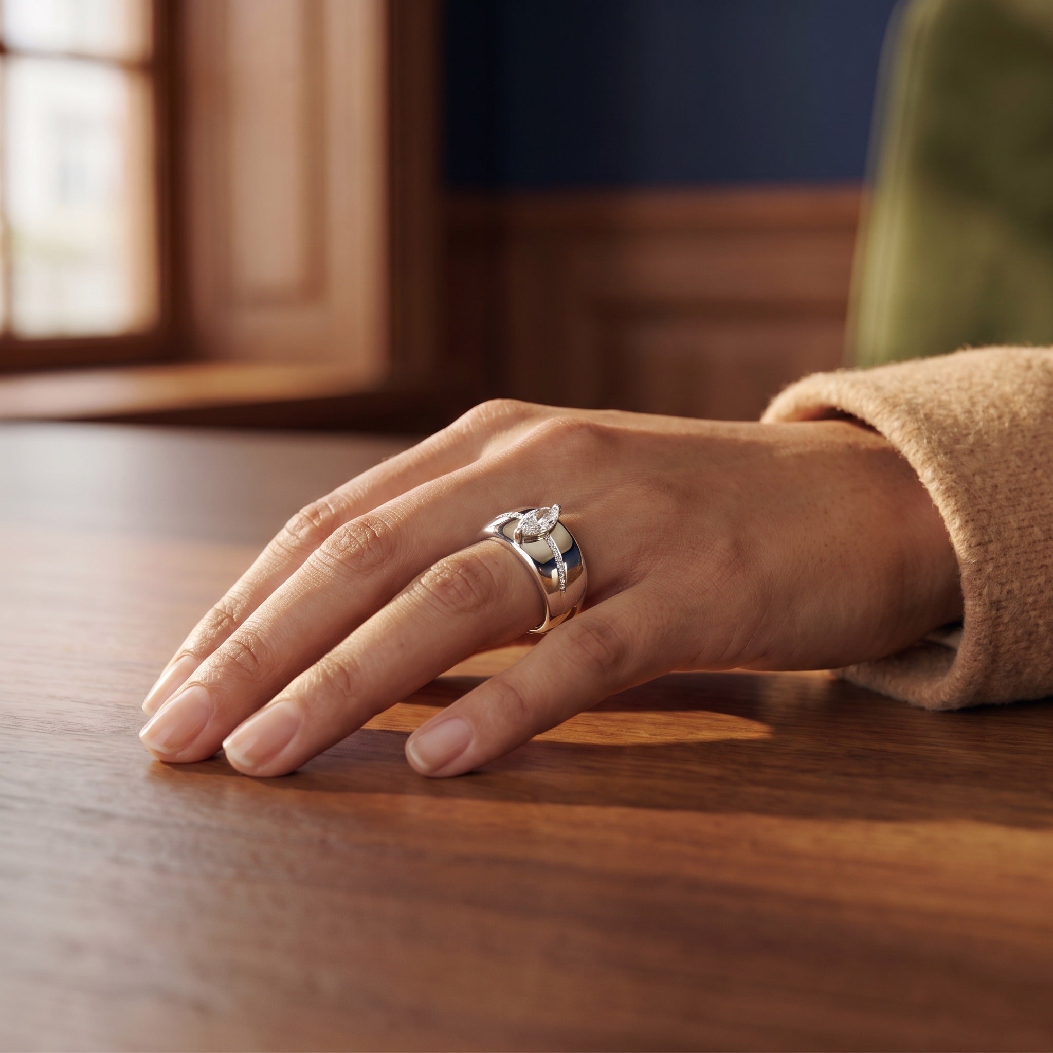 Marquise CZ Dome Ring, 925 sterling silver