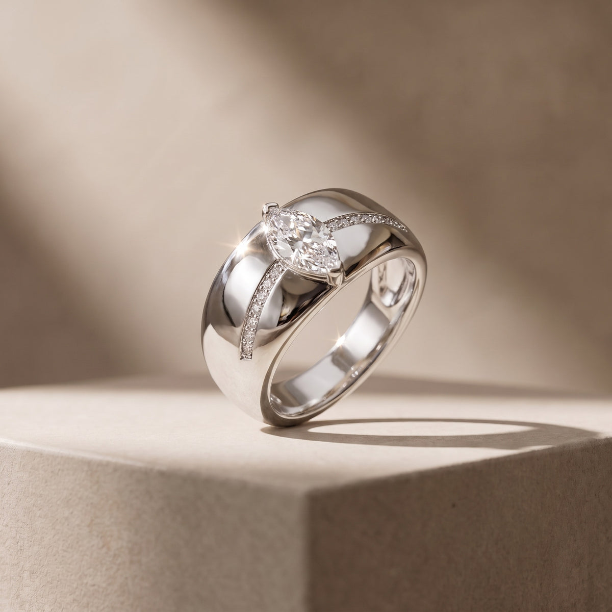 Marquise CZ Dome Ring, 925 sterling silver