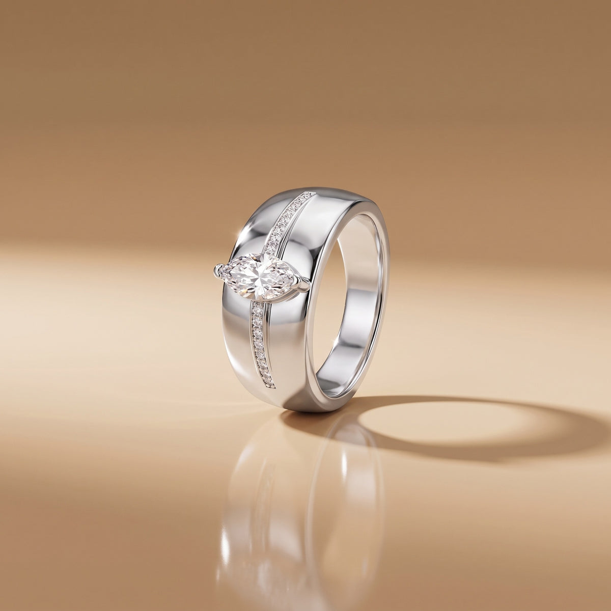 Marquise CZ Dome Ring, 925 sterling silver