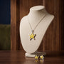 Enamel Starfish Necklace and Earring Set, 925 sterling silver