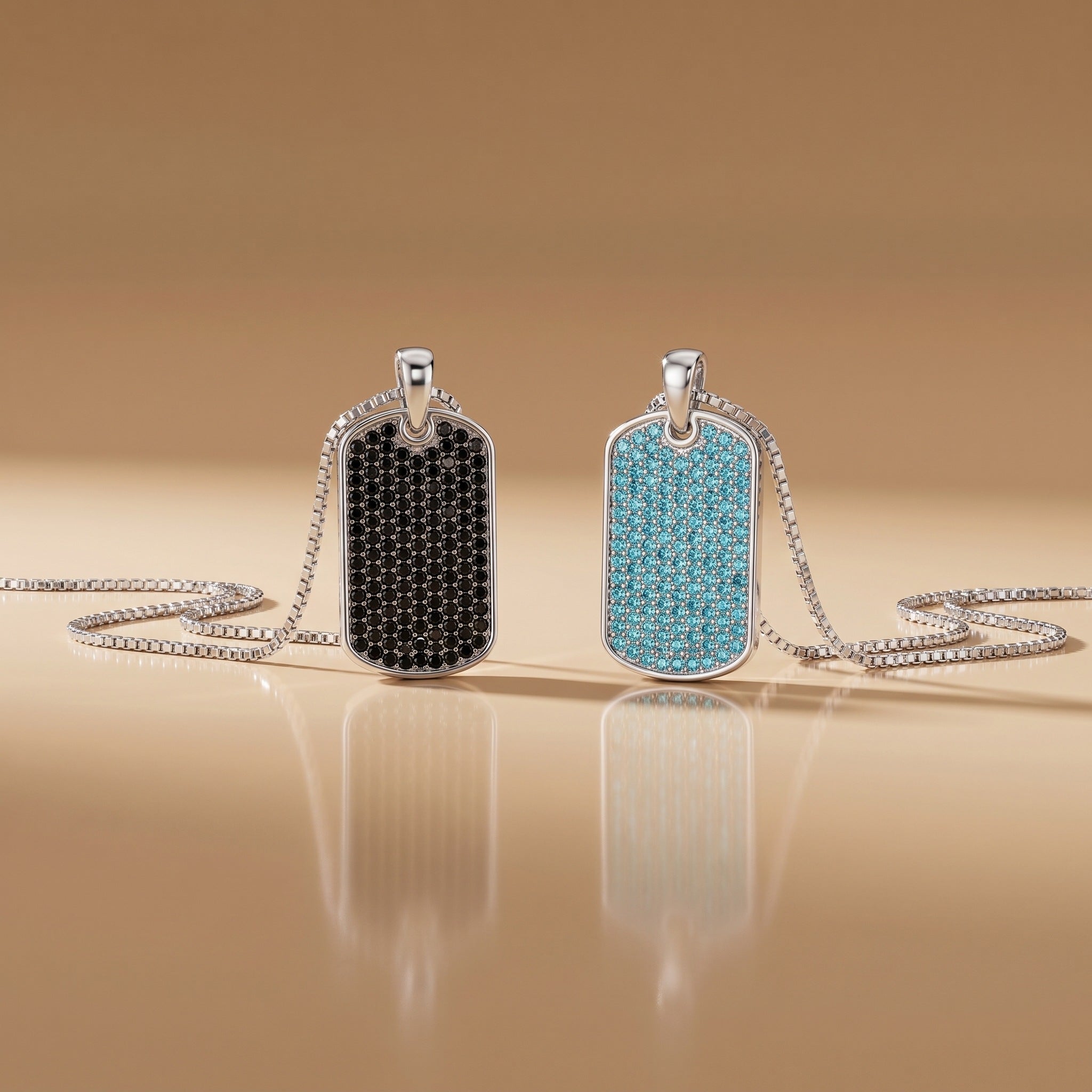Pave CZ Dog Tag Pendant, 925 sterling silver