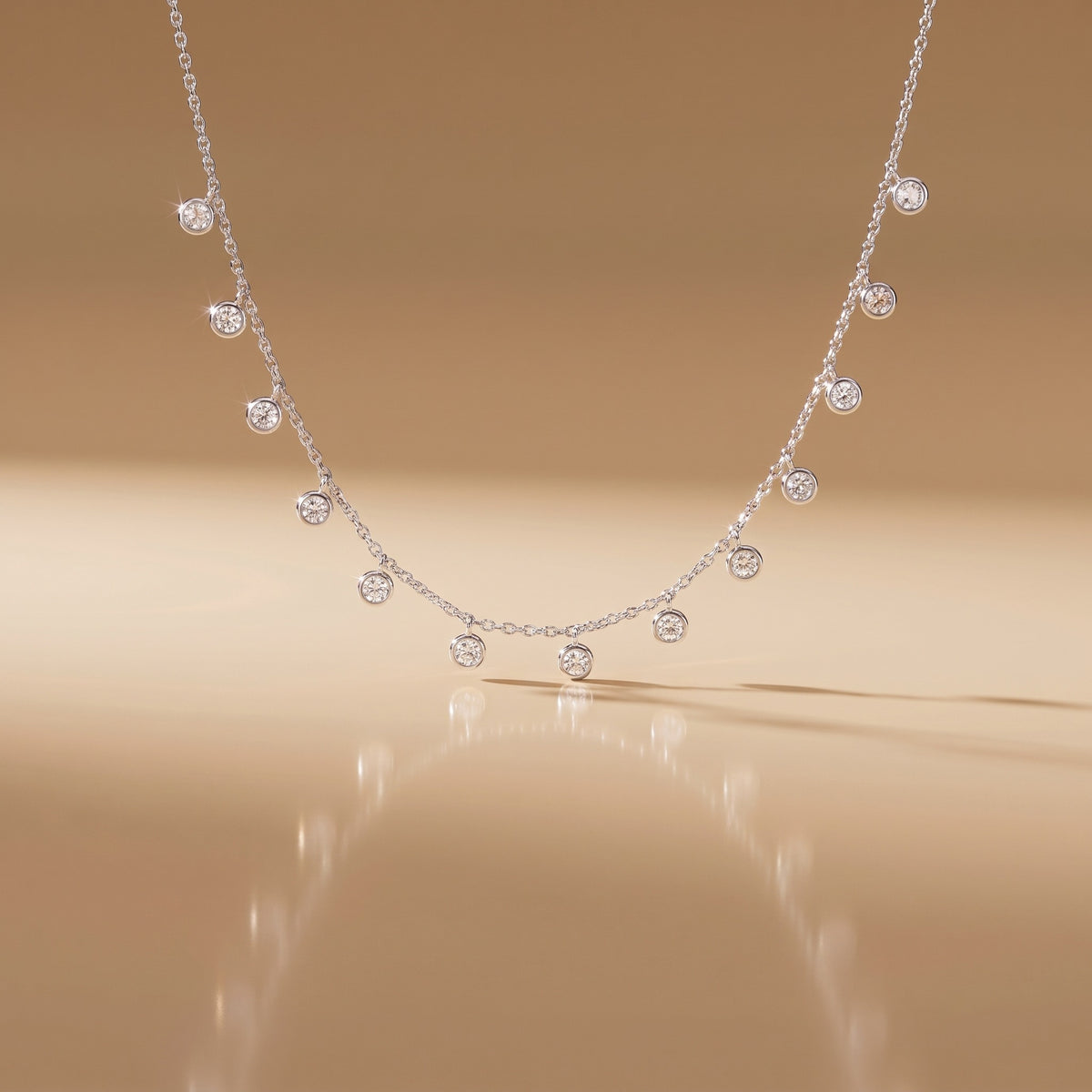 CZ Dangle Station Necklace, 925 sterling silver